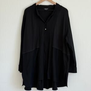 Misook Black Long Sleeve Tunic Shirt/Cardigan Plus 2X Mixed Media Lagenlook